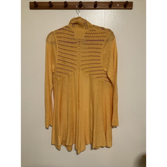 Angel Of The North Women’s L Yellow Sweater Crochet Fashion Designer Anthro - Picture 5 of 6